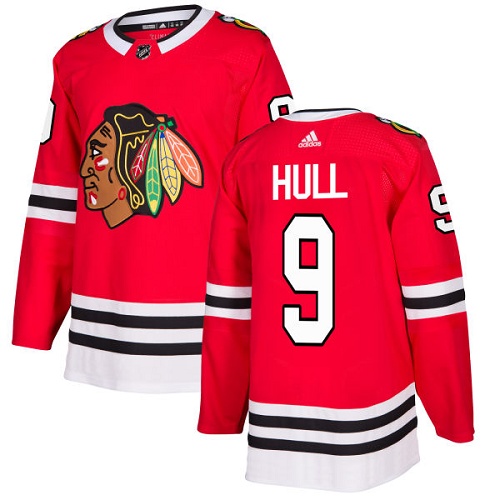 Adidas Men Chicago Blackhawks #9 Bobby Hull Red Home Authentic Stitched NHL Jersey